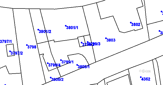 Parcela st. 3799/2 v KÚ Pustkovec, Katastrální mapa