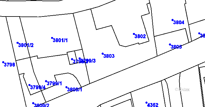 Parcela st. 3803 v KÚ Pustkovec, Katastrální mapa