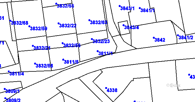 Parcela st. 3811/1 v KÚ Pustkovec, Katastrální mapa