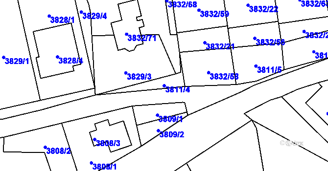Parcela st. 3811/4 v KÚ Pustkovec, Katastrální mapa