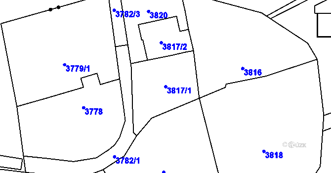 Parcela st. 3817/1 v KÚ Pustkovec, Katastrální mapa