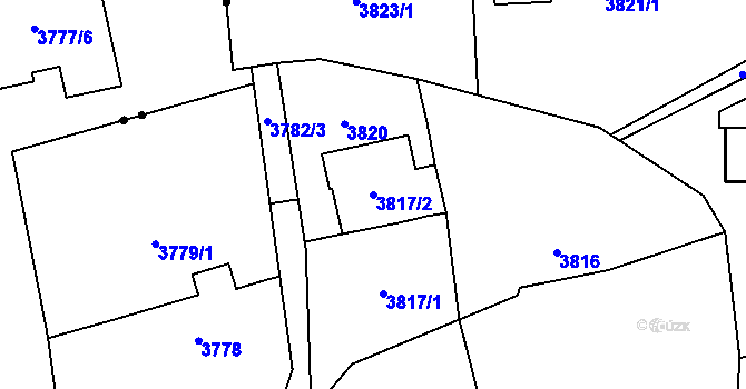 Parcela st. 3817/2 v KÚ Pustkovec, Katastrální mapa