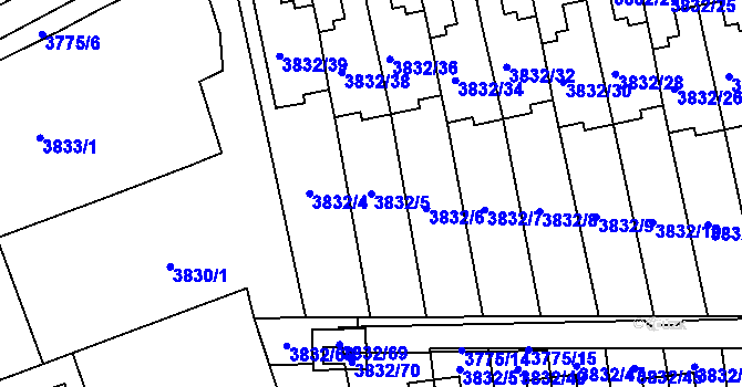 Parcela st. 3832/5 v KÚ Pustkovec, Katastrální mapa
