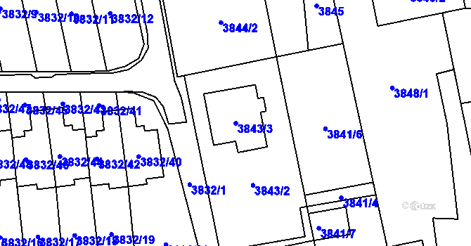 Parcela st. 3843/3 v KÚ Pustkovec, Katastrální mapa