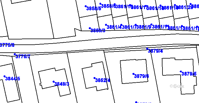 Parcela st. 3852/3 v KÚ Pustkovec, Katastrální mapa