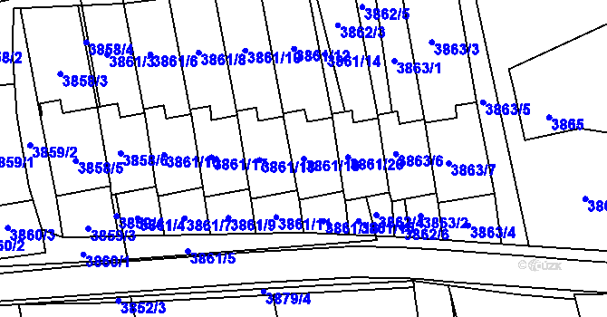 Parcela st. 3861/19 v KÚ Pustkovec, Katastrální mapa