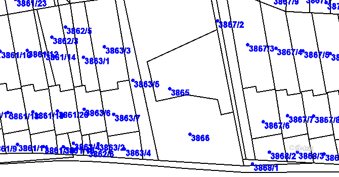 Parcela st. 3865 v KÚ Pustkovec, Katastrální mapa