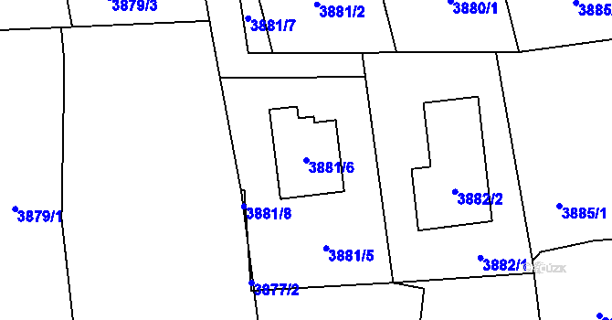 Parcela st. 3881/6 v KÚ Pustkovec, Katastrální mapa