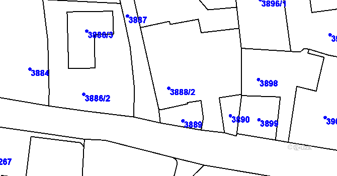 Parcela st. 3888/2 v KÚ Pustkovec, Katastrální mapa