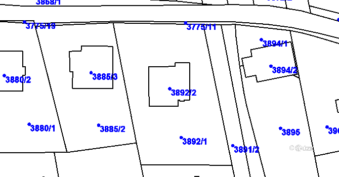Parcela st. 3892/2 v KÚ Pustkovec, Katastrální mapa