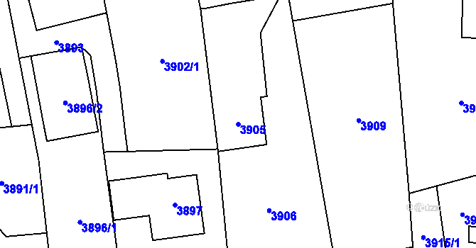 Parcela st. 3905 v KÚ Pustkovec, Katastrální mapa