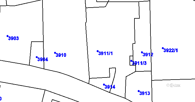 Parcela st. 3911/1 v KÚ Pustkovec, Katastrální mapa