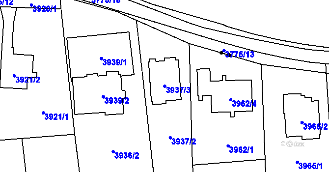 Parcela st. 3937/3 v KÚ Pustkovec, Katastrální mapa