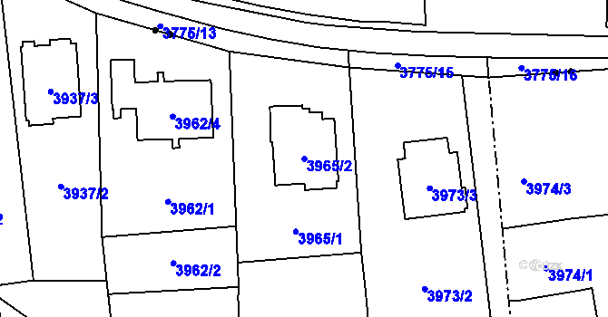 Parcela st. 3965/2 v KÚ Pustkovec, Katastrální mapa