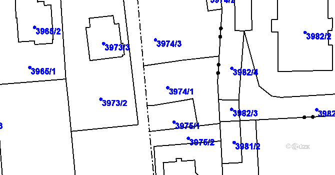 Parcela st. 3974/1 v KÚ Pustkovec, Katastrální mapa