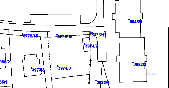 Parcela st. 3974/2 v KÚ Pustkovec, Katastrální mapa