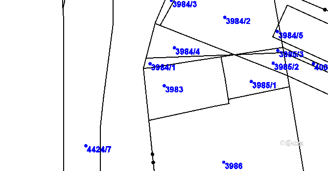 Parcela st. 3983 v KÚ Pustkovec, Katastrální mapa