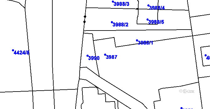 Parcela st. 3987 v KÚ Pustkovec, Katastrální mapa