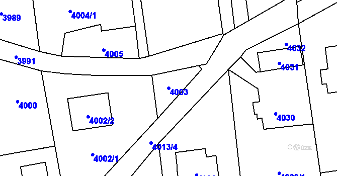 Parcela st. 4003 v KÚ Pustkovec, Katastrální mapa
