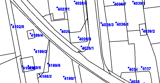Parcela st. 4026/1 v KÚ Pustkovec, Katastrální mapa