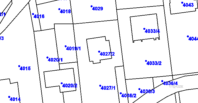 Parcela st. 4027/2 v KÚ Pustkovec, Katastrální mapa