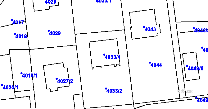 Parcela st. 4033/4 v KÚ Pustkovec, Katastrální mapa