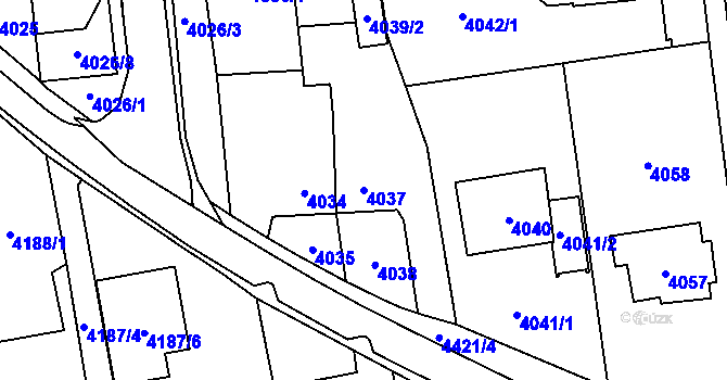 Parcela st. 4037 v KÚ Pustkovec, Katastrální mapa
