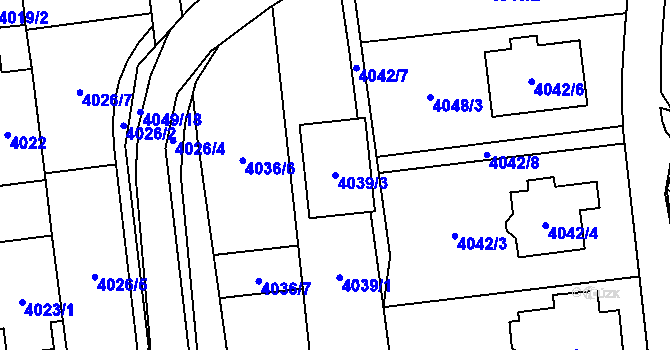 Parcela st. 4039/3 v KÚ Pustkovec, Katastrální mapa