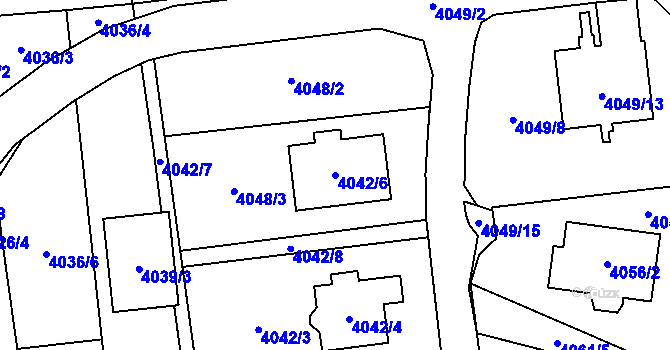 Parcela st. 4042/6 v KÚ Pustkovec, Katastrální mapa