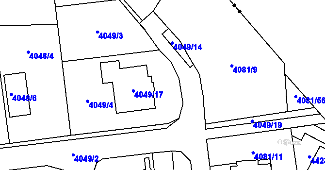 Parcela st. 4049/5 v KÚ Pustkovec, Katastrální mapa