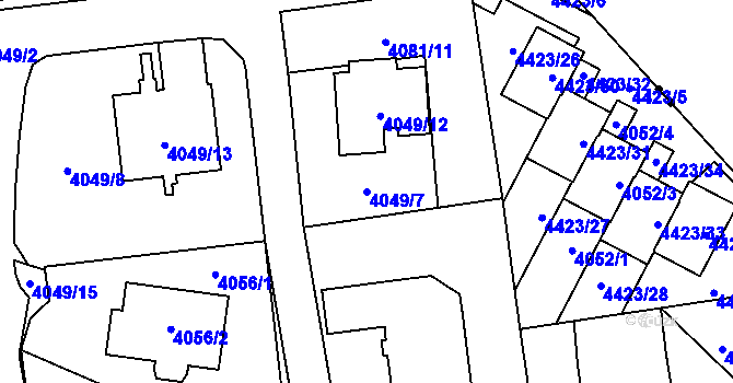 Parcela st. 4049/7 v KÚ Pustkovec, Katastrální mapa