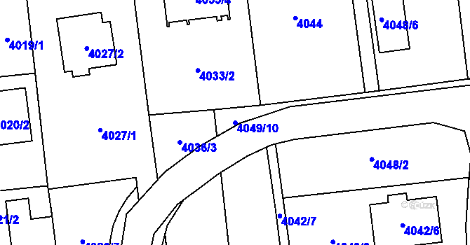 Parcela st. 4049/10 v KÚ Pustkovec, Katastrální mapa