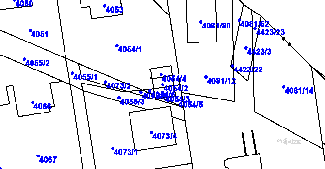 Parcela st. 4054/2 v KÚ Pustkovec, Katastrální mapa