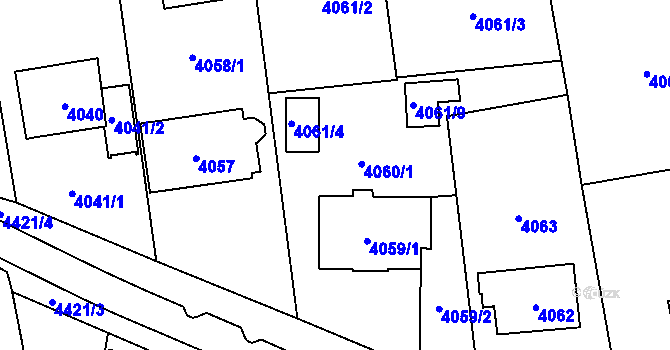 Parcela st. 4061/1 v KÚ Pustkovec, Katastrální mapa