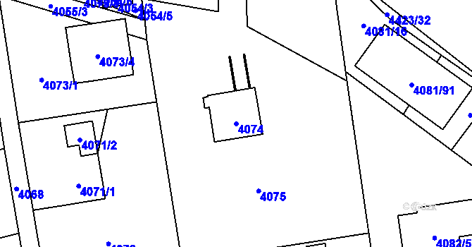 Parcela st. 4074 v KÚ Pustkovec, Katastrální mapa