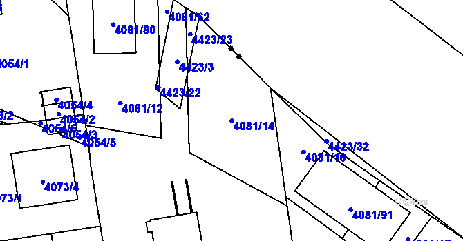 Parcela st. 4081/14 v KÚ Pustkovec, Katastrální mapa