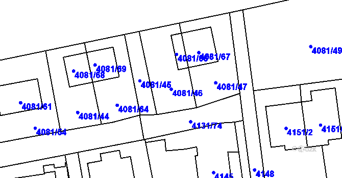 Parcela st. 4081/46 v KÚ Pustkovec, Katastrální mapa