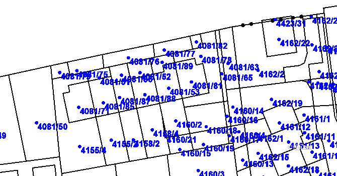 Parcela st. 4081/53 v KÚ Pustkovec, Katastrální mapa