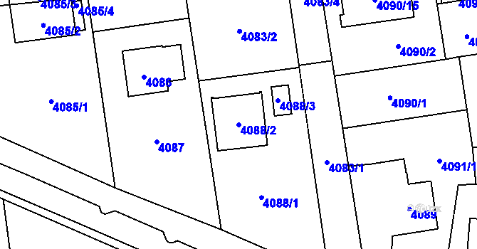 Parcela st. 4088/2 v KÚ Pustkovec, Katastrální mapa