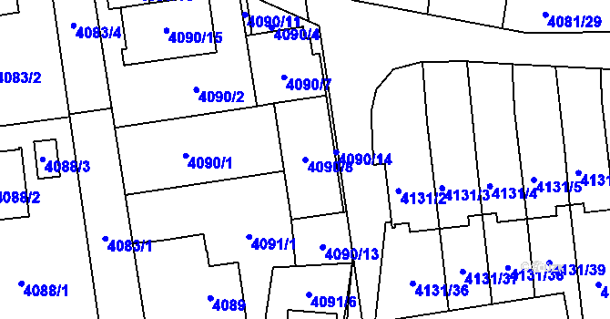 Parcela st. 4090/8 v KÚ Pustkovec, Katastrální mapa