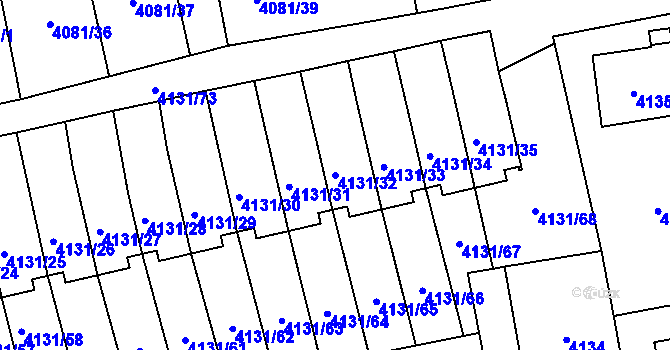 Parcela st. 4131/32 v KÚ Pustkovec, Katastrální mapa