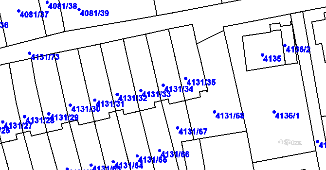 Parcela st. 4131/34 v KÚ Pustkovec, Katastrální mapa