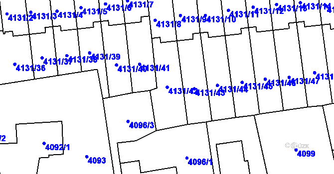 Parcela st. 4131/42 v KÚ Pustkovec, Katastrální mapa