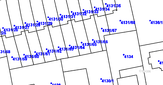 Parcela st. 4131/65 v KÚ Pustkovec, Katastrální mapa