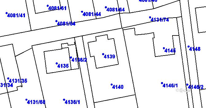 Parcela st. 4139 v KÚ Pustkovec, Katastrální mapa