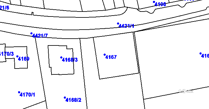 Parcela st. 4167 v KÚ Pustkovec, Katastrální mapa
