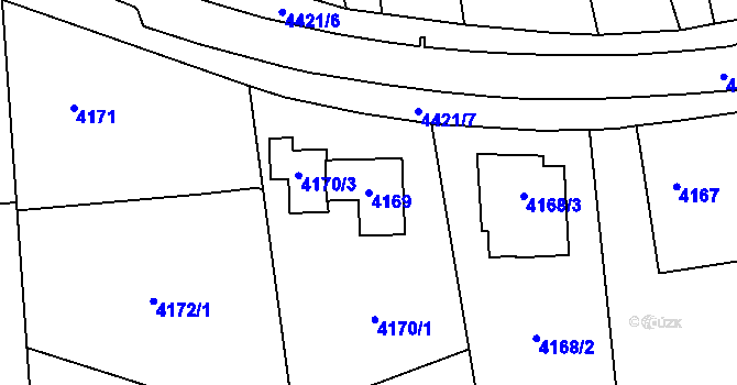 Parcela st. 4169 v KÚ Pustkovec, Katastrální mapa