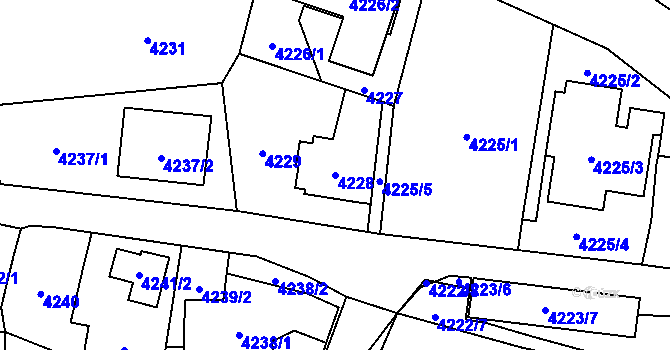 Parcela st. 4228 v KÚ Pustkovec, Katastrální mapa