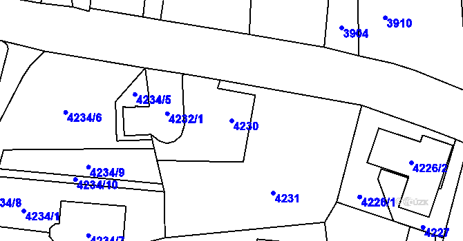 Parcela st. 4230 v KÚ Pustkovec, Katastrální mapa