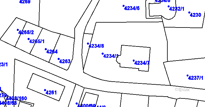 Parcela st. 4234/1 v KÚ Pustkovec, Katastrální mapa